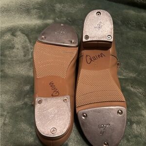 Tan Tap Shoes with Silver Plates Sz 13 Youth